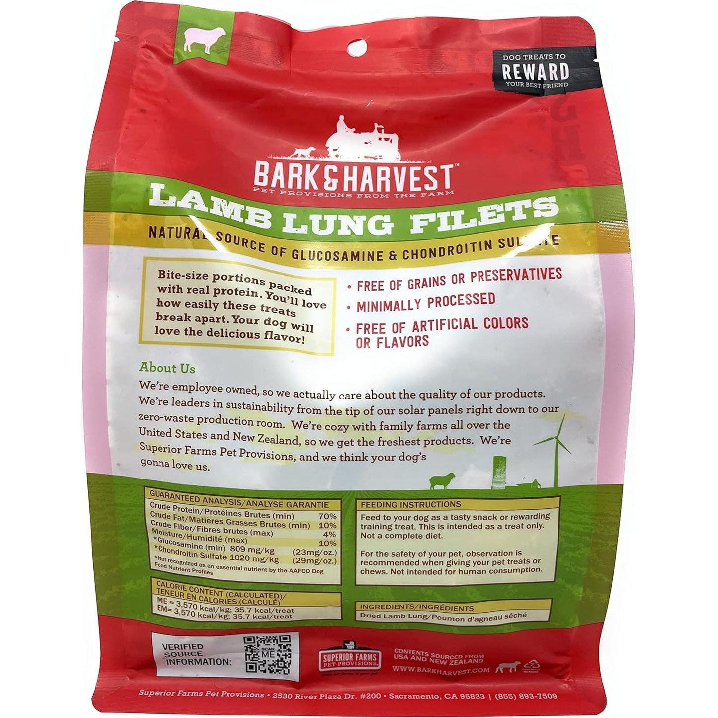 Superior Farms Pet Provisions Lamb Lung Dog Treats | All Natural Dog Snacks from Our Farms | Real Protein Dog Chews | 100% Lamb Lung Fillets - 8 oz - Premium Dog Treats from Superior Farms Pet Provisions / Bark Harvest - Just $39.99! Shop now at Sweet Deals PDX