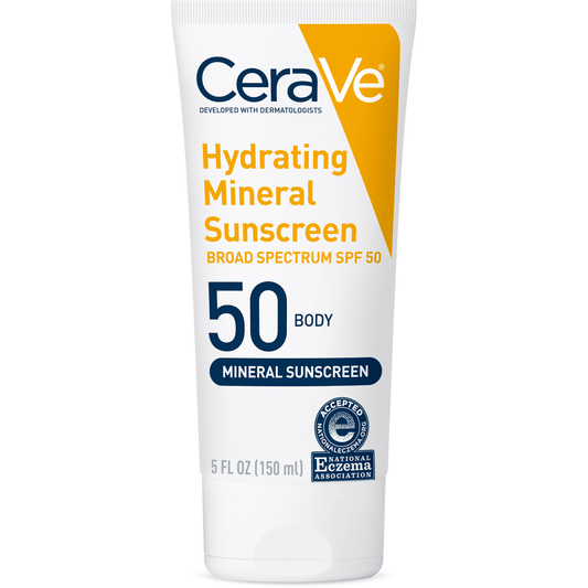 CeraVe Hydrating Body Mineral Sunscreen Lotion SPF 50, 5 fl oz - Premium Sunscreen from CeraVe - Just $13.99! Shop now at Sweet Deals PDX