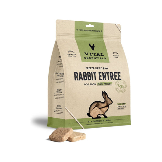 Vital Essentials Freeze Dried Raw Dog Food, Rabbit Mini Patties Entree, 14 oz - Premium Dog Snacks from Vital Essentials - Just $39.99! Shop now at Sweet Deals PDX